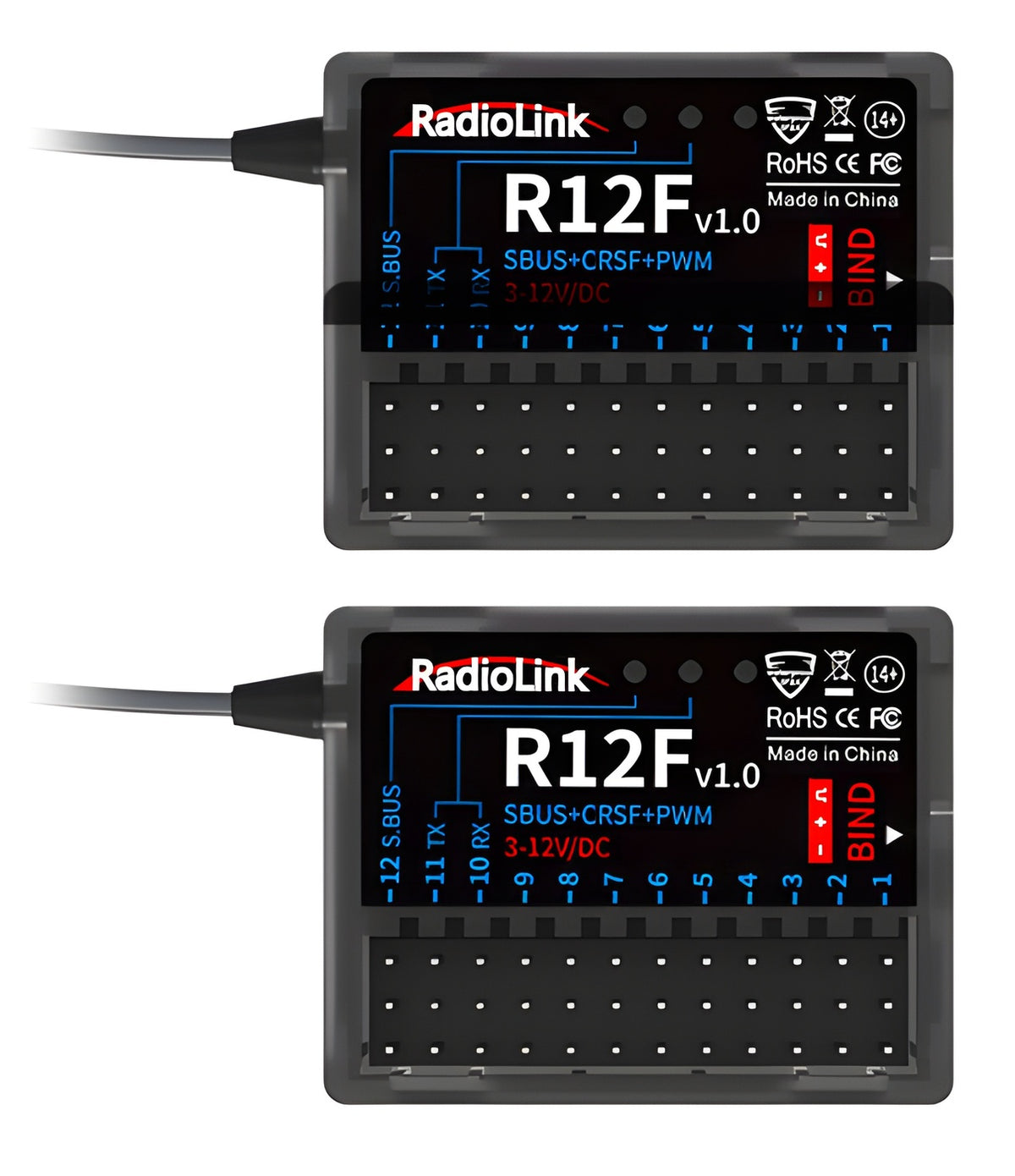 T12D Mode-2 RC Transmitter with 2x R12F Receiver