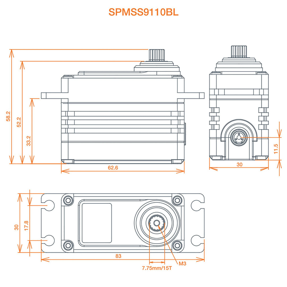 S9110BL 1/5 Speed Metal Servo