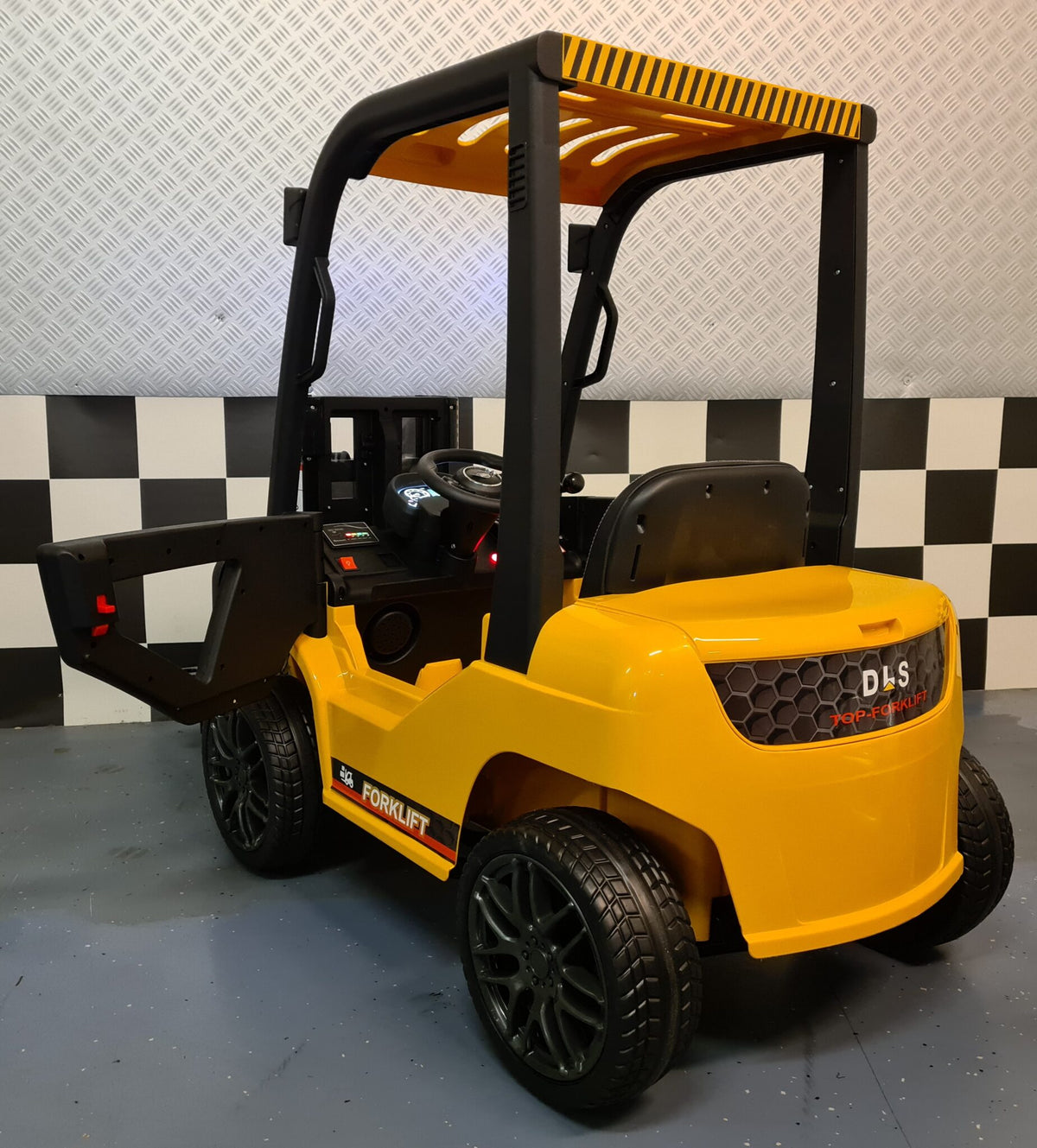 Barngaffeltruck 12V med fjärrkontroll – gul