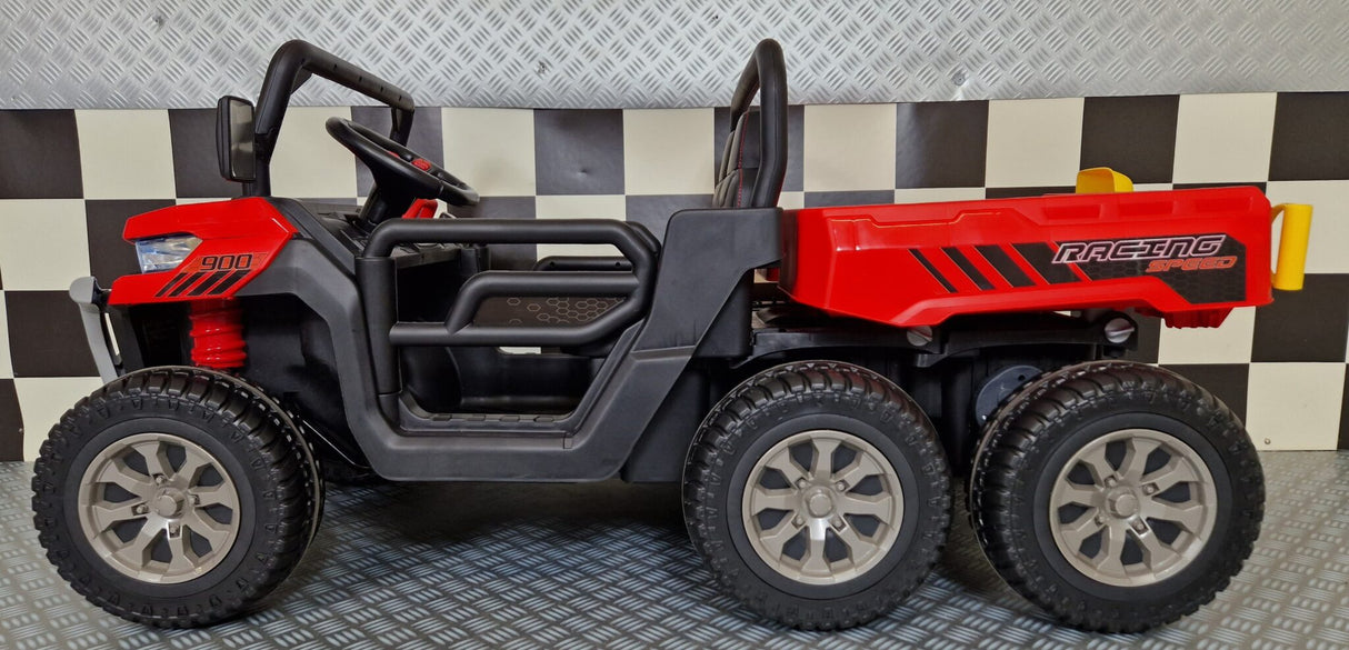 Jeep Transporter 24V elbil för barn med tippflak – röd