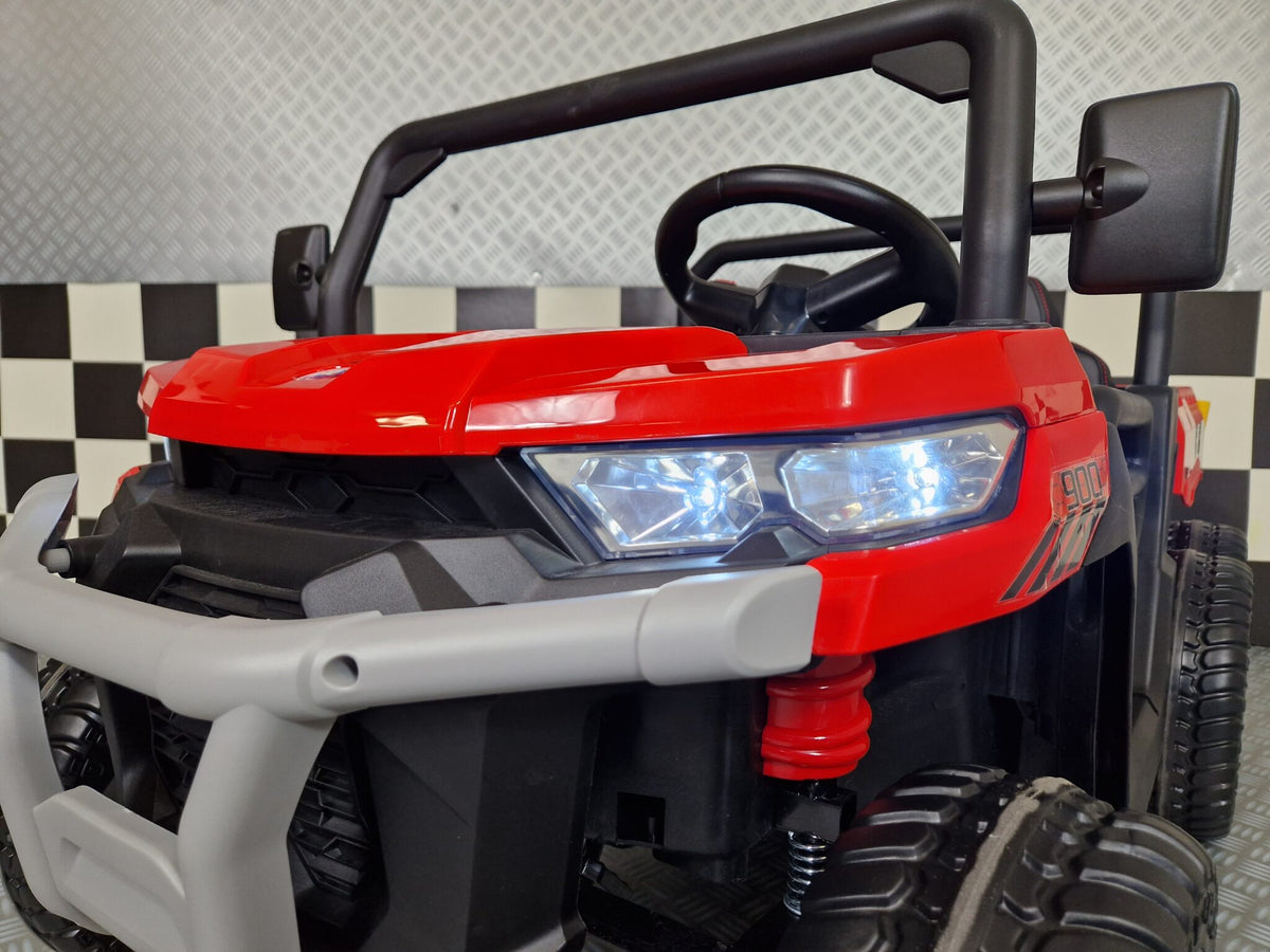 Jeep Transporter 24V elbil för barn med tippflak – röd