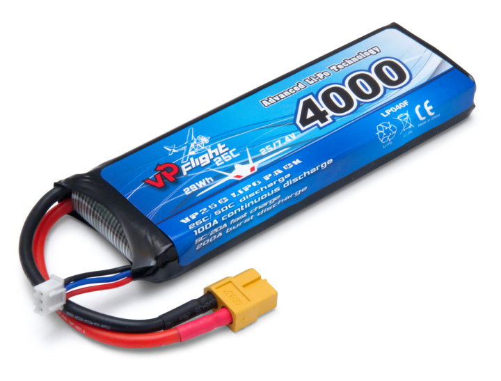 Vapex LP040FXT - Li-Po Battery 2S 7,4V 4000mAh 25C XT60-connector