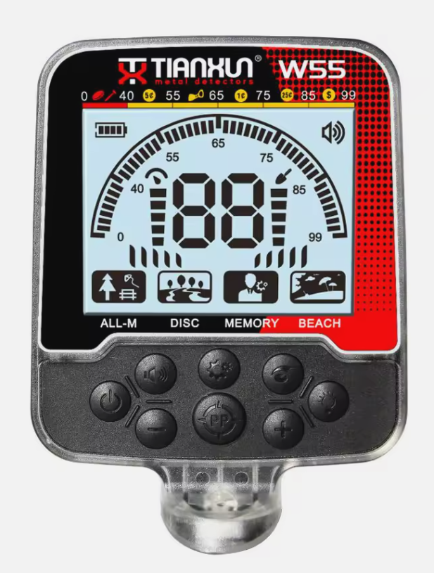 Metal Detector W55 Waterproof with Headphones – Lithium Battery