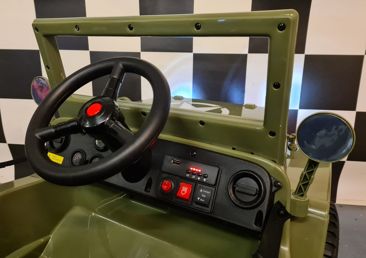 Jeep Willys 12V elbil för barn med fjärrkontroll – 1 person