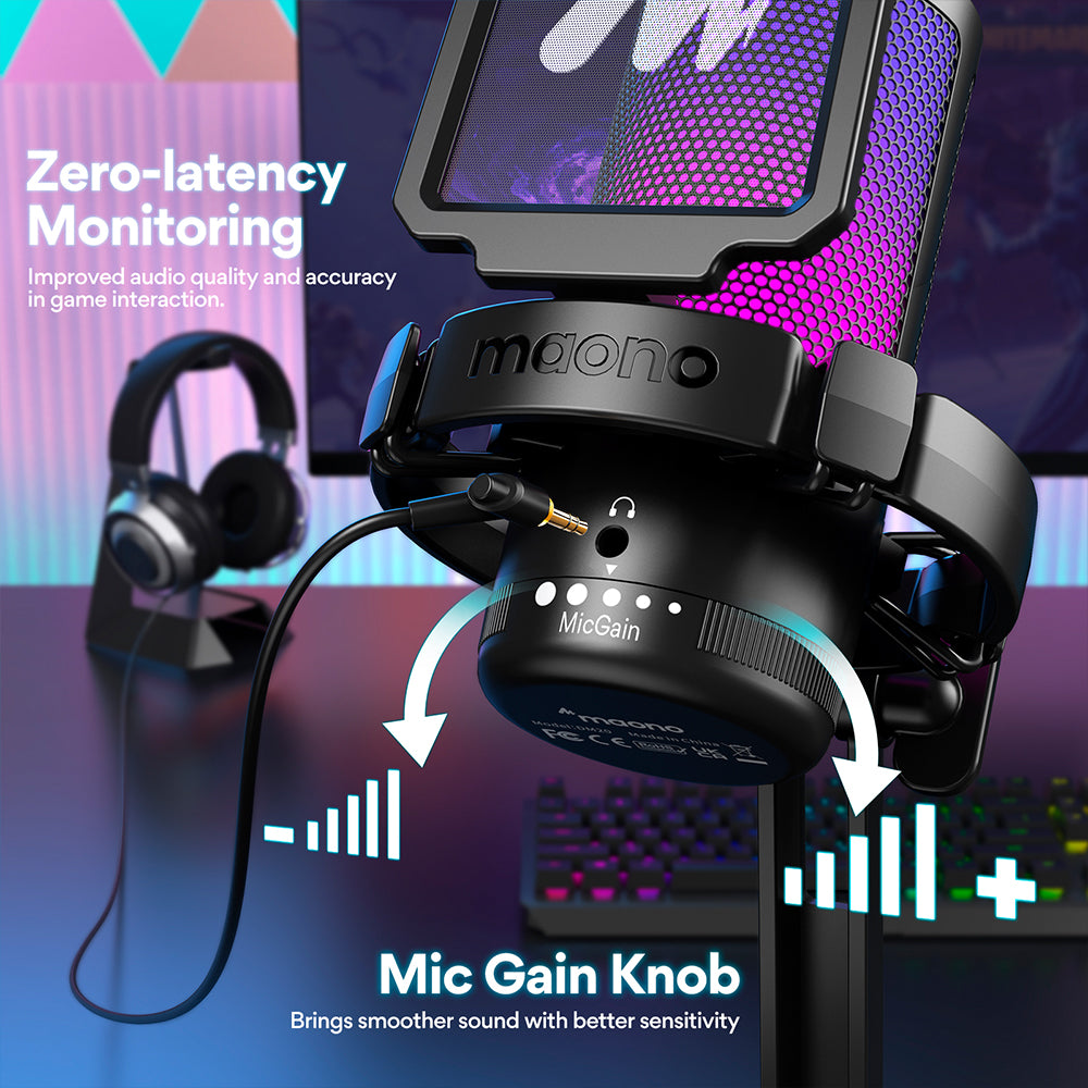 MAONO DGM20 GamerWave Condenser USB Gaming RGB Microphone