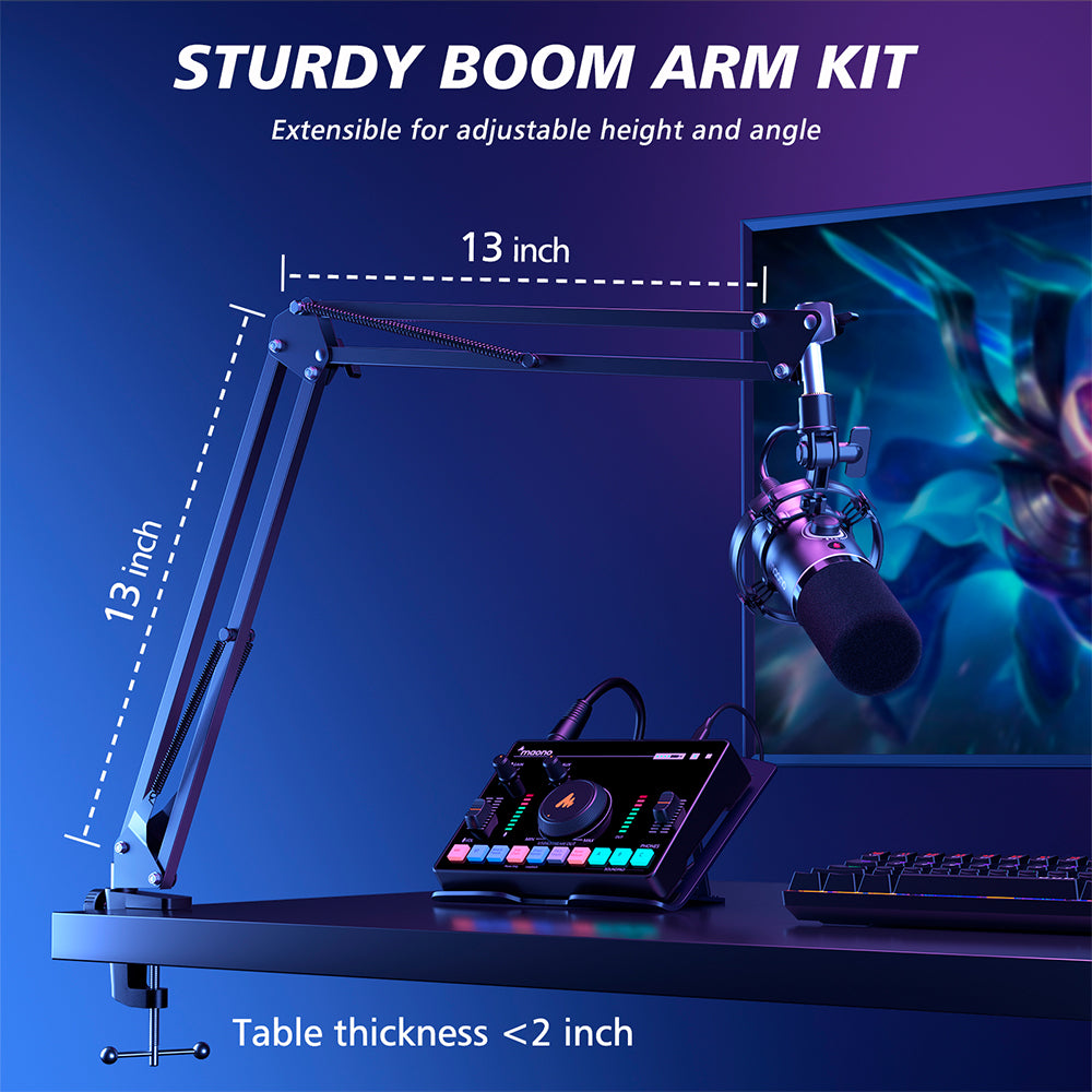 MAONO PD200XS Dynamic RGB USB/XLR Microphone with Arm Stand — For Creators, Streamers & Podcasters