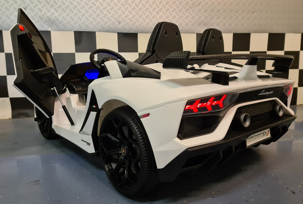 Lamborghini Aventador 24V drift elbil för barn – 2 personer, vit
