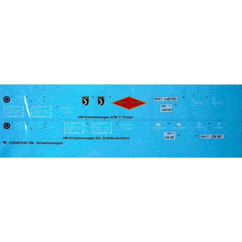 Decals VW Typ 166 Schwimmwagen Kuban