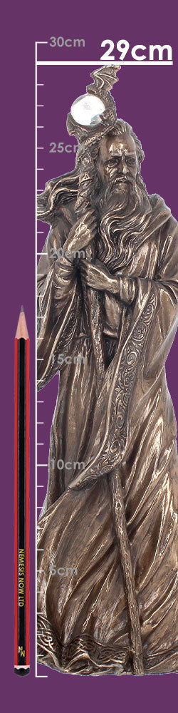 Bronze Wizard Merlin Figurine Arthurian Magic Sorcerer Ornament