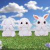 Three Wise White Bunny Figurines