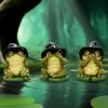 Three Wise Wizard Toad Figurines