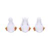 Three Wise Goofy Geese Figurines in See no, Hear no, Speak no evil poses