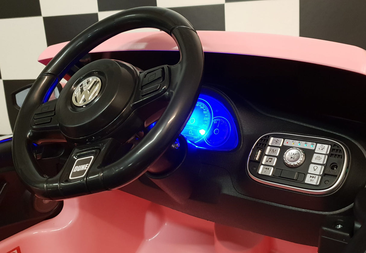 Volkswagen Beetle 12V elbil för barn – 1 person, rosa