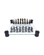 Raised Fantasy Kingdom Of The Dragon Chess Set With Corner Towers 43cm