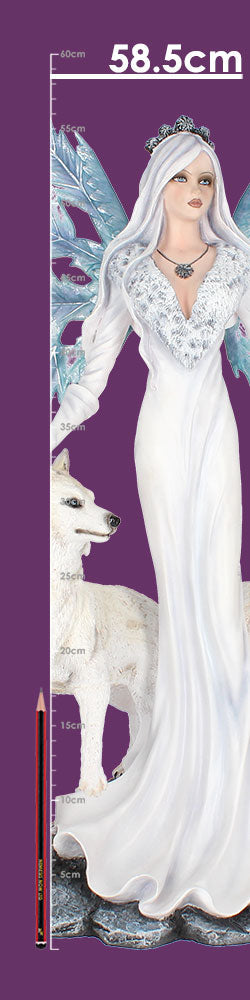 Aura Large Ice Fairy with Two Winter Wolf Companions Figurine