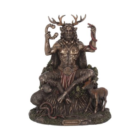 Cernunnos and Animals Horned God Bronze Figurine