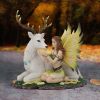 Adoration stag and spring fairy medium figurine
