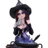 Alvina Witch Figurine with Owl and Cauldron