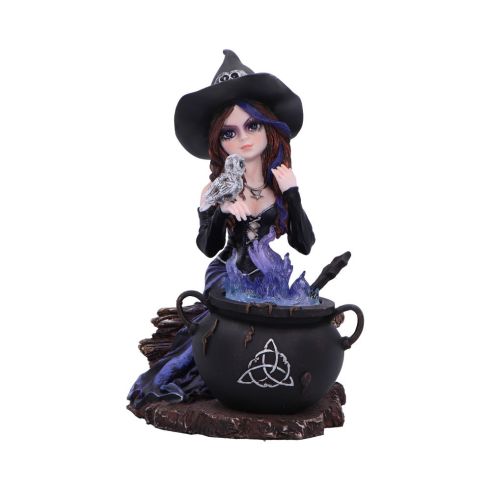 Alvina Witch Figurine with Owl and Cauldron