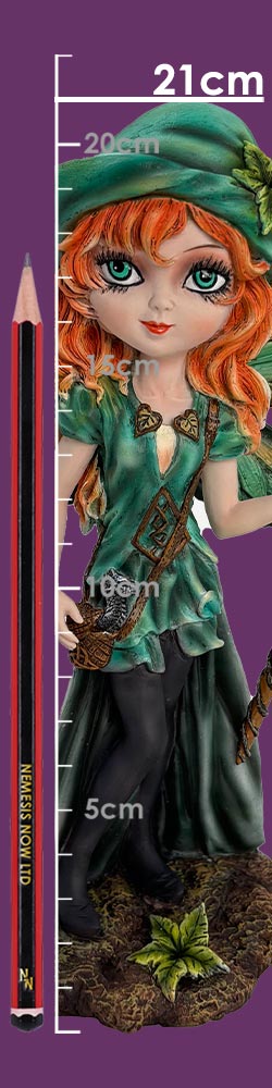 Forest Fae Fairy with Jewel Staff and Dragon Figurine