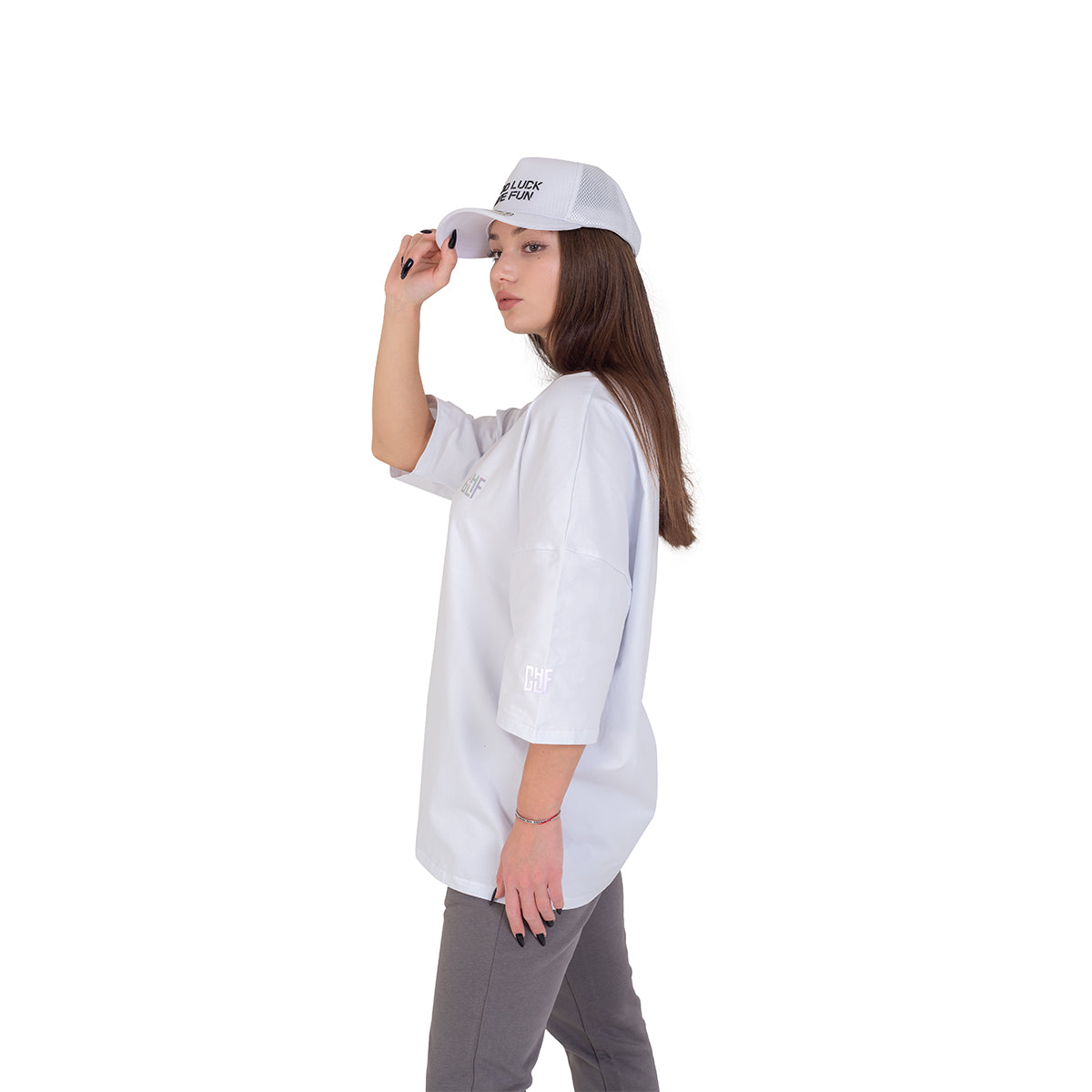 FragON - Holografic Logo Oversize T-shirt White, S/M