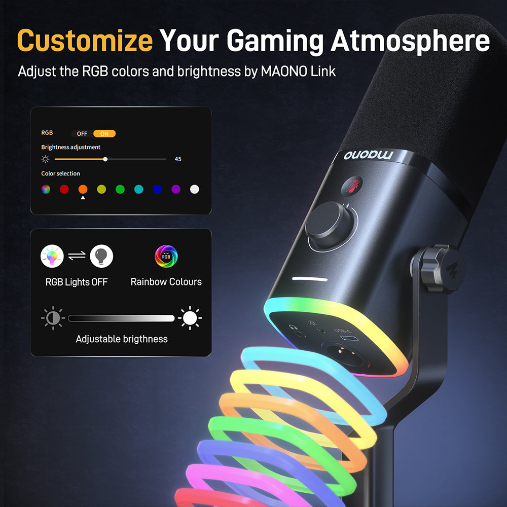 MAONO PD100X Dynamic RGB USB/XLR Microphone, black
