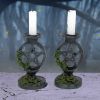 Pair of Aged Ivy Pentagram Candlesticks Gothic Candle Holders