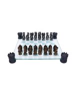 Raised Medieval Knight Chess Set With Corner Towers 43cm