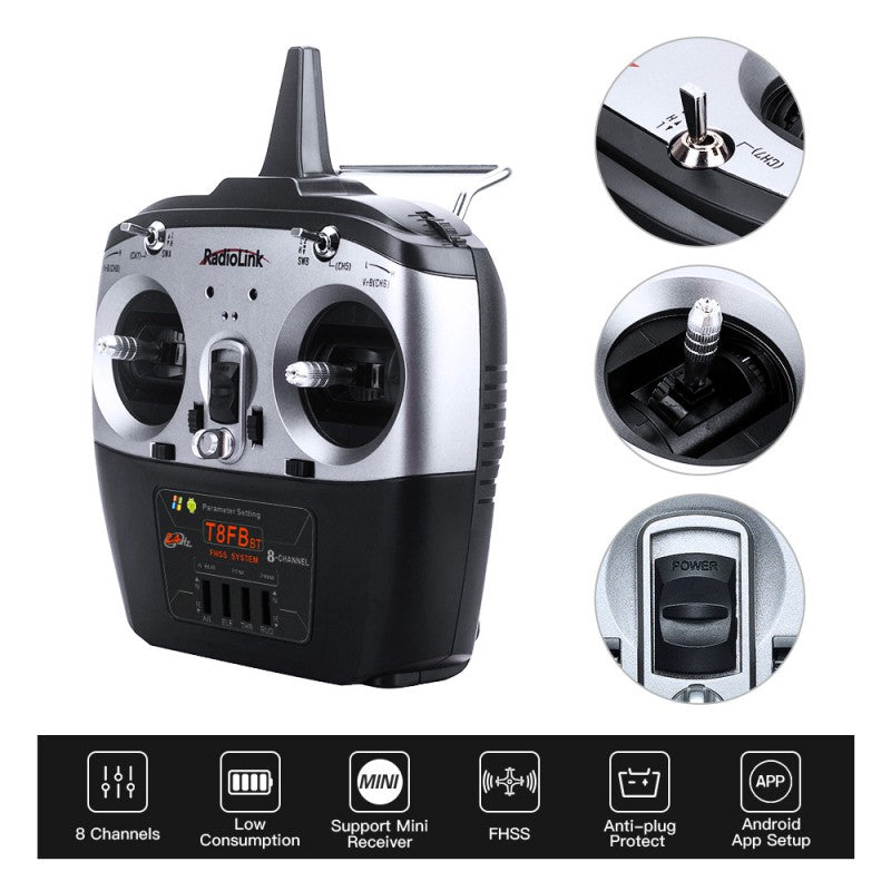 T8FB 8-Channels radio with Bluetooth (Mode 1) with R8EF Receiver