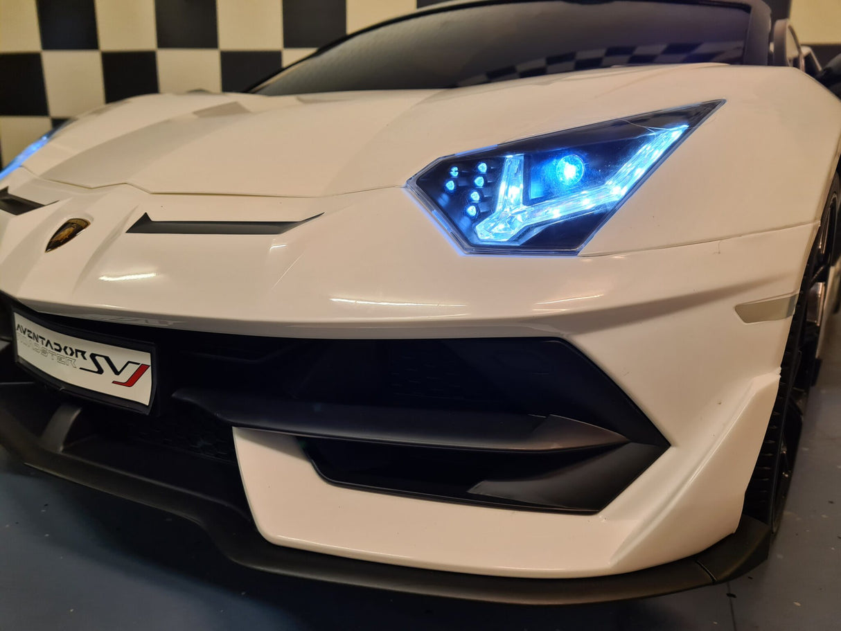 Lamborghini Aventador 24V drift elbil för barn – 2 personer, vit