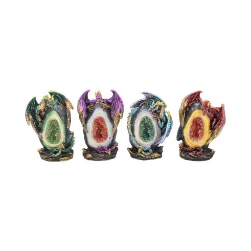 Geode Keepers set of 4 light-up dragon crystal figurines