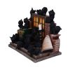 The Witches Litter Display of 36 Black Cat Familiars with a Decorated Stand