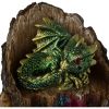 Arboreal Hatchling Green Dragon in Tree Trunk Light Up Figurine