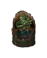 Arboreal Hatchling Red Dragon in Tree Trunk Light Up Figurine