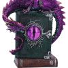 Dragon Fable Purple Dragon on Book Figurine 24cm