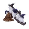 Feathered Owls on Broomstick Figurine 26cm