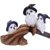 Feathered Owls on Broomstick Figurine 26cm