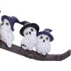 Feathered Owls on Broomstick Figurine 26cm