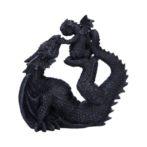 Black Drakaina and Dragonling Figurine