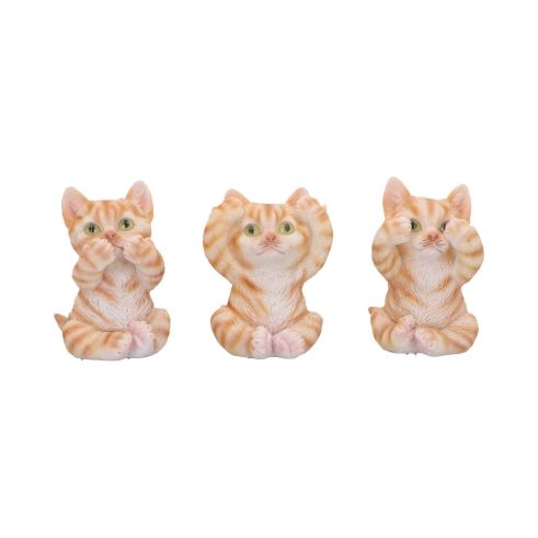 Three Wise Ginger Cats Figurines (Set of 3) – See No, Hear No , Speak No Cats