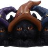 Trio of Mischief Witches Cats Figurine
