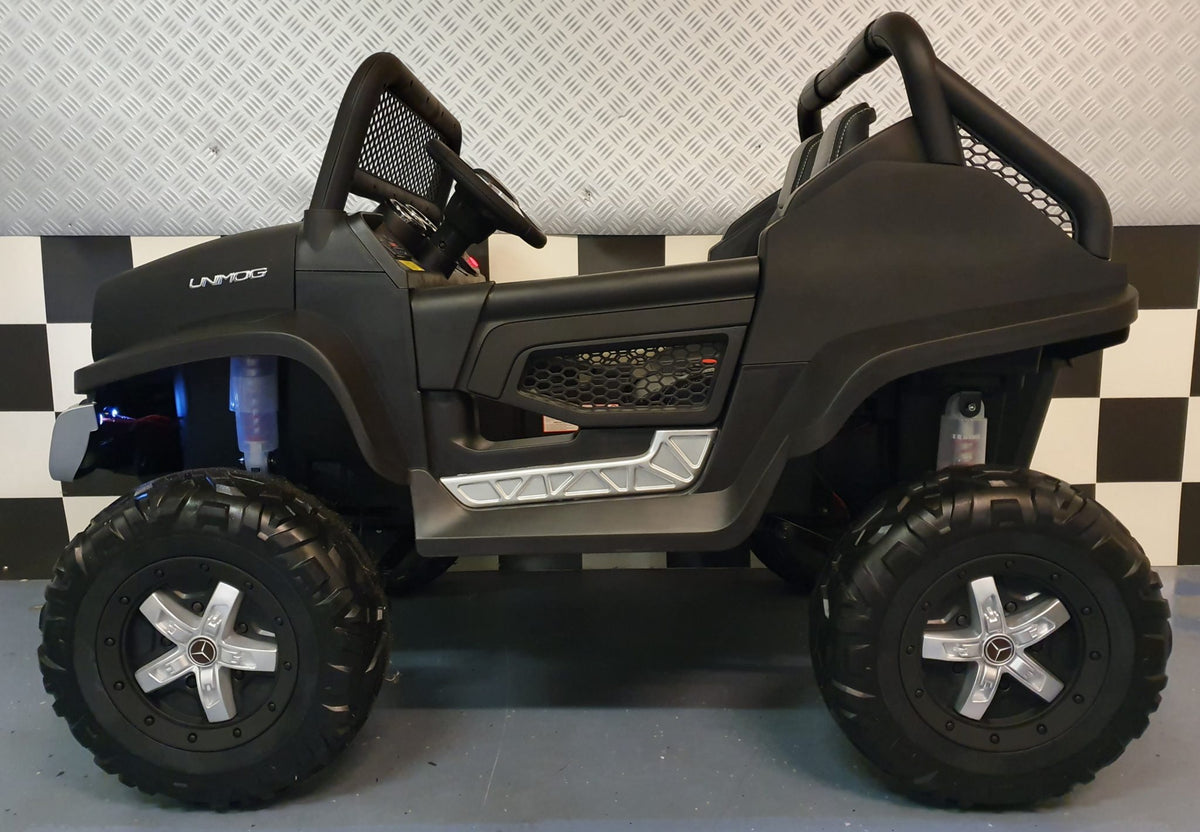 Mercedes-Benz Unimog 4x4 12V elbil för barn – 2 personer, matt svart