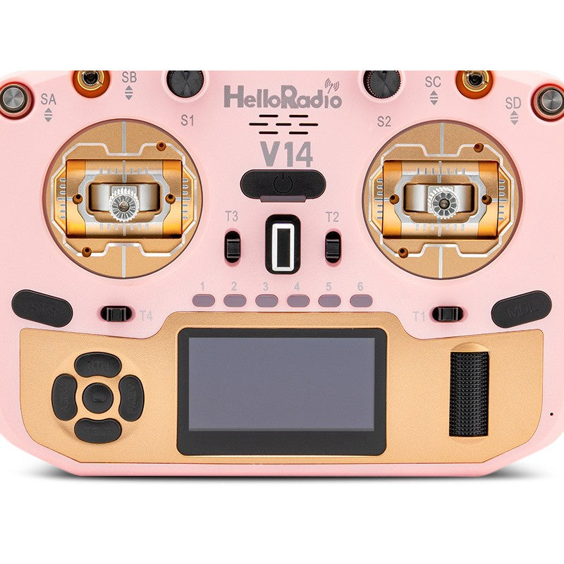 V14 MAX OLED 2,4GHz ELRS LBT Radio (Multimode - M2) - Gold/Pink
