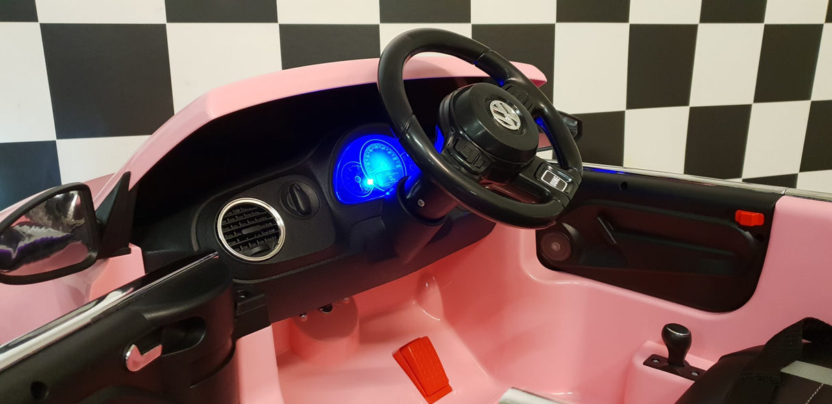 Volkswagen Beetle 12V elbil för barn – 1 person, rosa