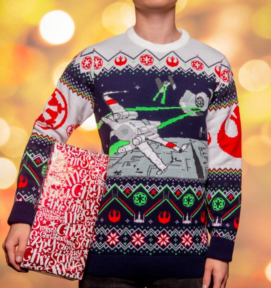 Star Wars Christmas Sweater X-Wing v TIE Fighter Size L