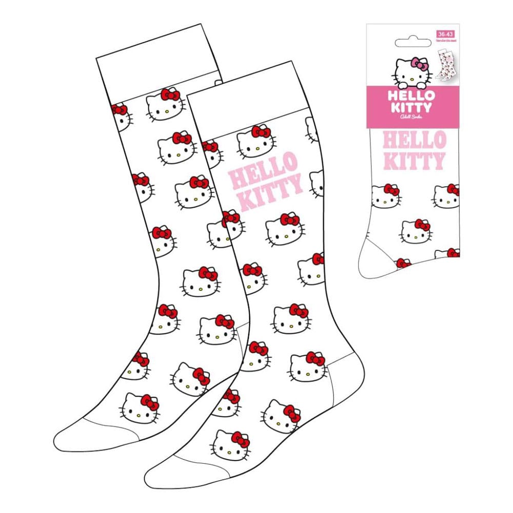Sanrio Socks Hello Kitty Face White 36-43