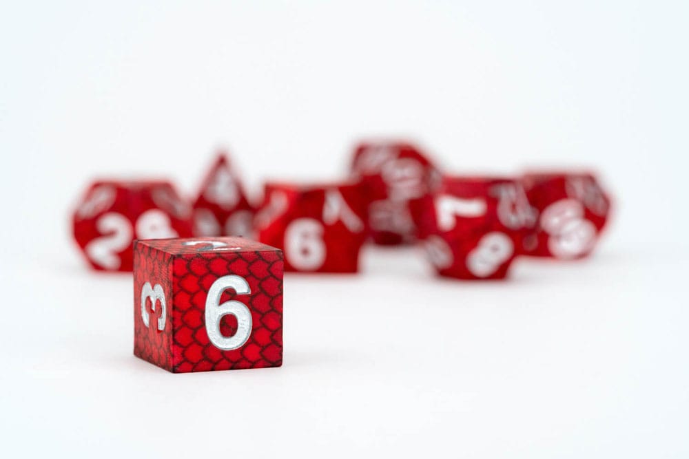 Dragon Storm Sharp Edge Silicone Dice Set Red Dragon Scales (7)
