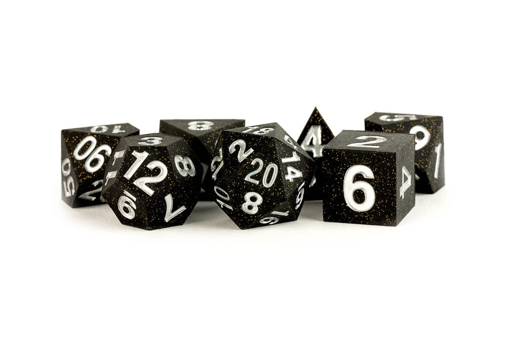 FanRoll Sharp Edge Silicone Dice Set Gold Scatter (7)