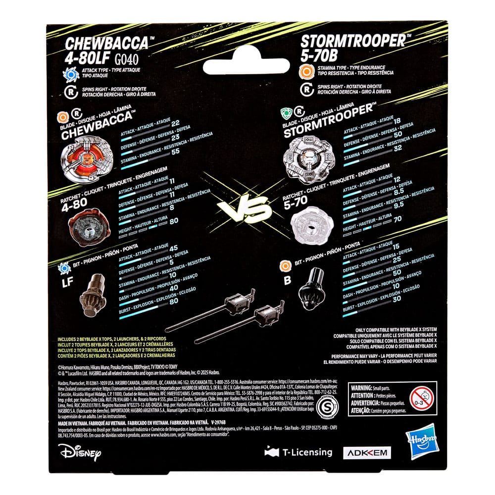 Beyblade X and Star Wars Collab Chewbacca 4-80LF vs. Stormtrooper 5-70B