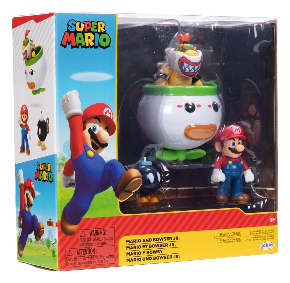 World of Nintendo Mini Figure 2-Pack Mario and Bowser Jr. Clown Car 6 cm